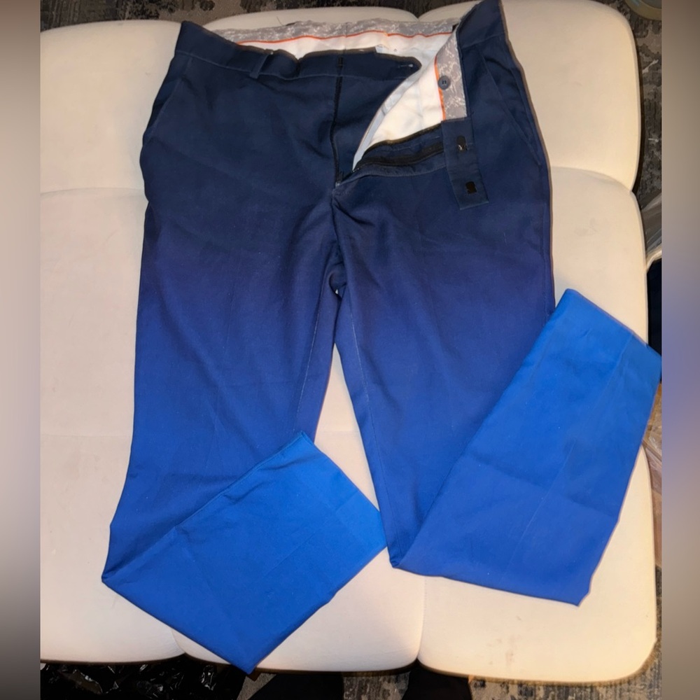 SKINNY BLUE OMBRE SUIT PANTS